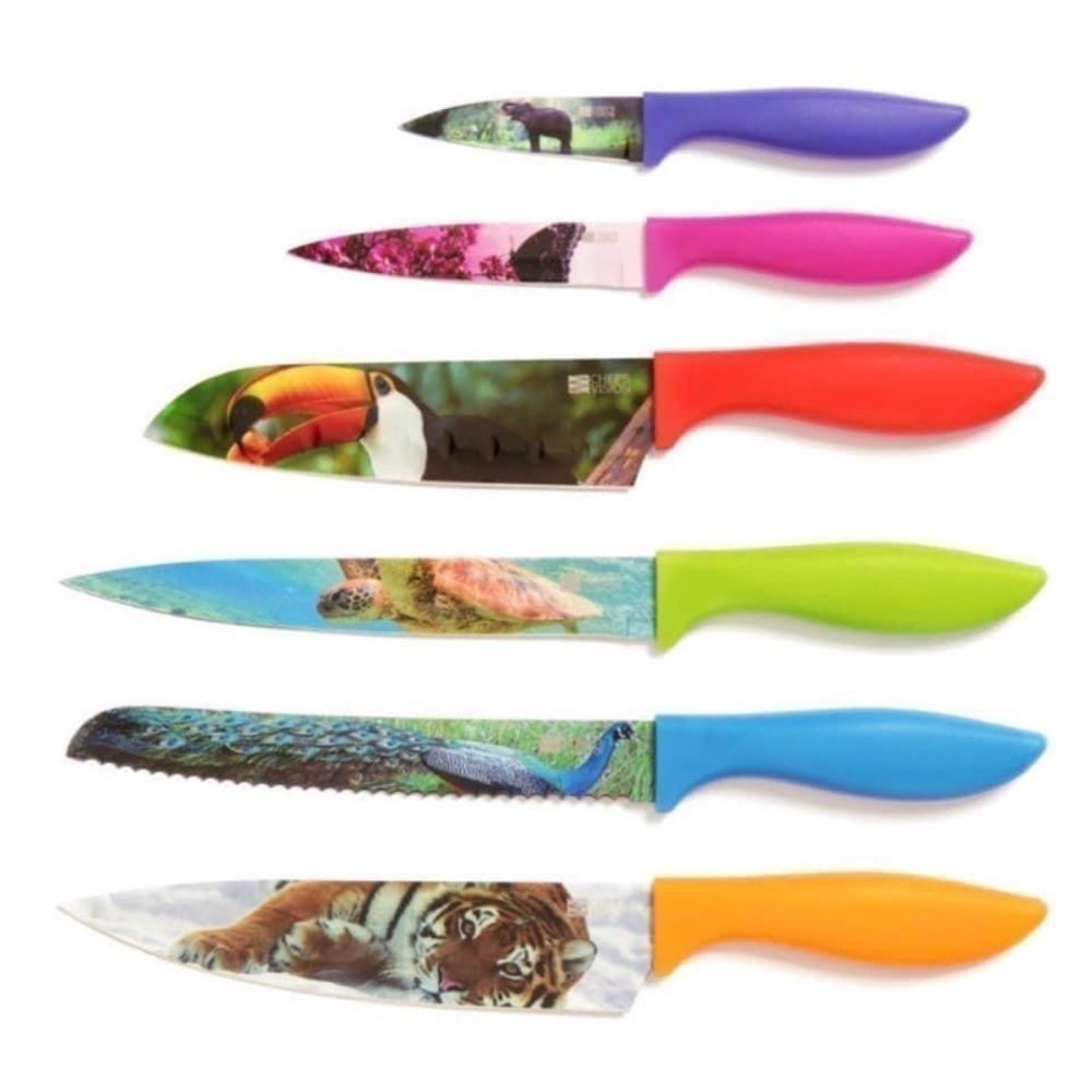 #51 Chefs Vision Set Wildlife Series Six-Piece Knife Set Sheath Blade Covers New - Picture 7 of 10